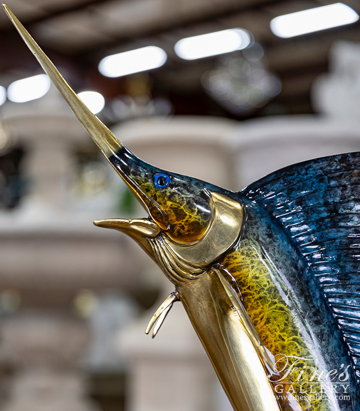 Bronze Statues  - 26 Inch Bronze Sailfish Statue - BS-1652